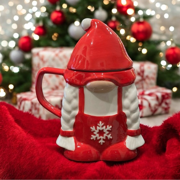 The Cellar Red Gnome Earthenware Mug with Lid, Exclusively For Macy's - Picture 1 of 14